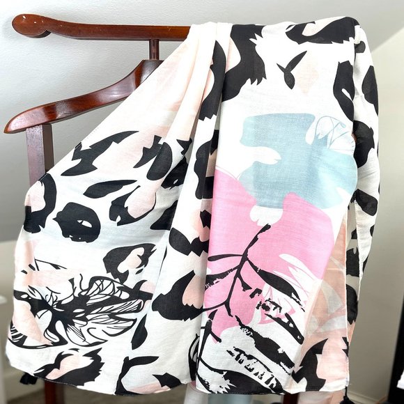 Leafy Jungle print summer scarves Pool Party Cover Up | Hawaiian Tropical Shawls - Picture 3 of 5